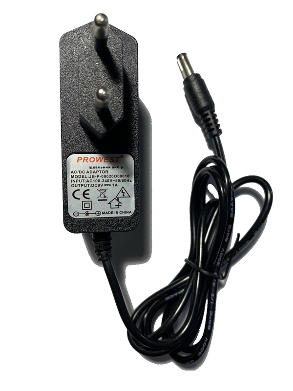 Блок живлення 9V 1А конектор  2,5 х 5,5 мм
